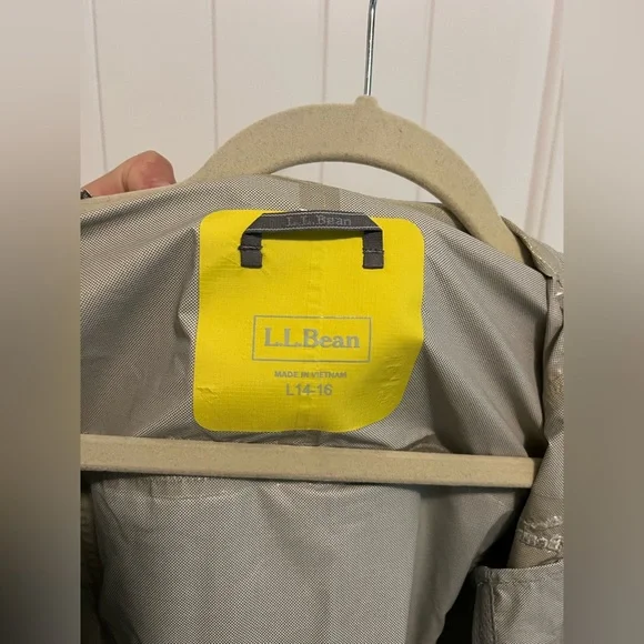 L.L. Bean Youth L Rain Jacket Gray Yellow Waterproof Reflective Outdoor Shell - Picture 7 of 16